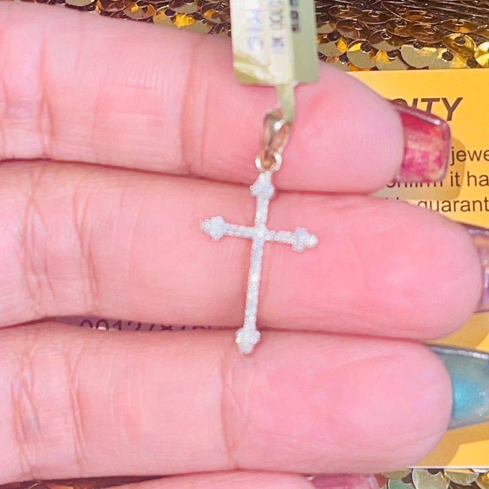 10kt Solid Gold Real Diamond Minimalist Dainty Cross Pendant For women Christmas - Picture 3 of 4